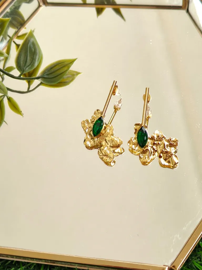 [AM-ER-00000119] Bloom Drops Earrings - Green