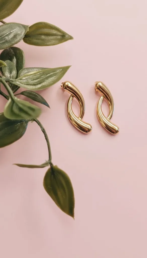 [AM-ER-00000129] Golden Arcs Earrings
