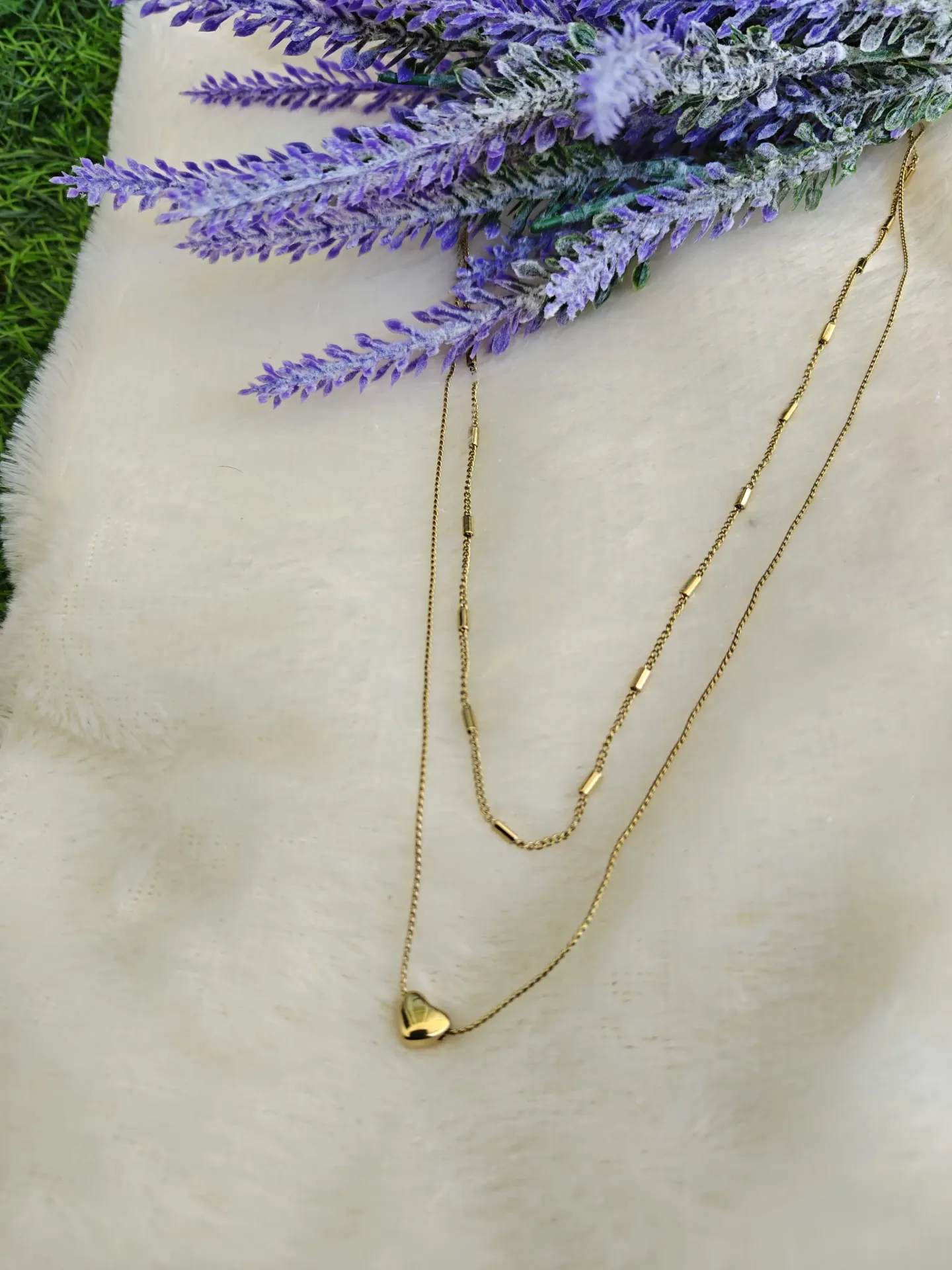 [AM-NL-00000154] Double chain Heart Pendant