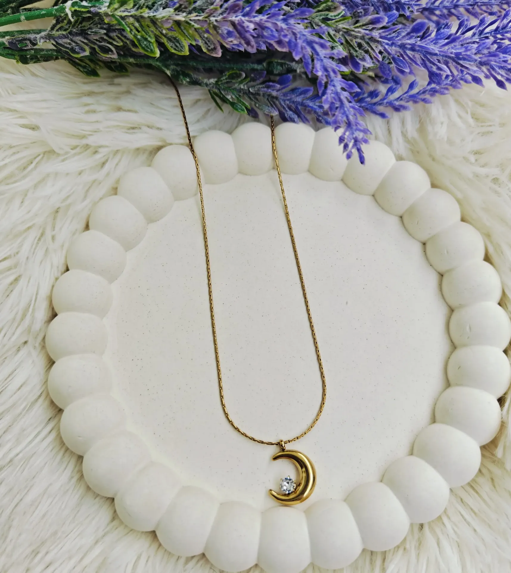 [AM-NL-00000171] Lunar Stone Pendant chain