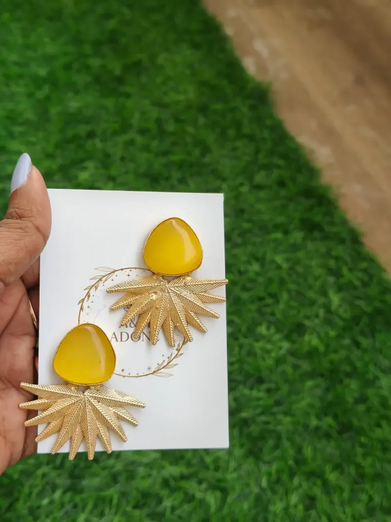 Golden Plume Earrings - Yellow