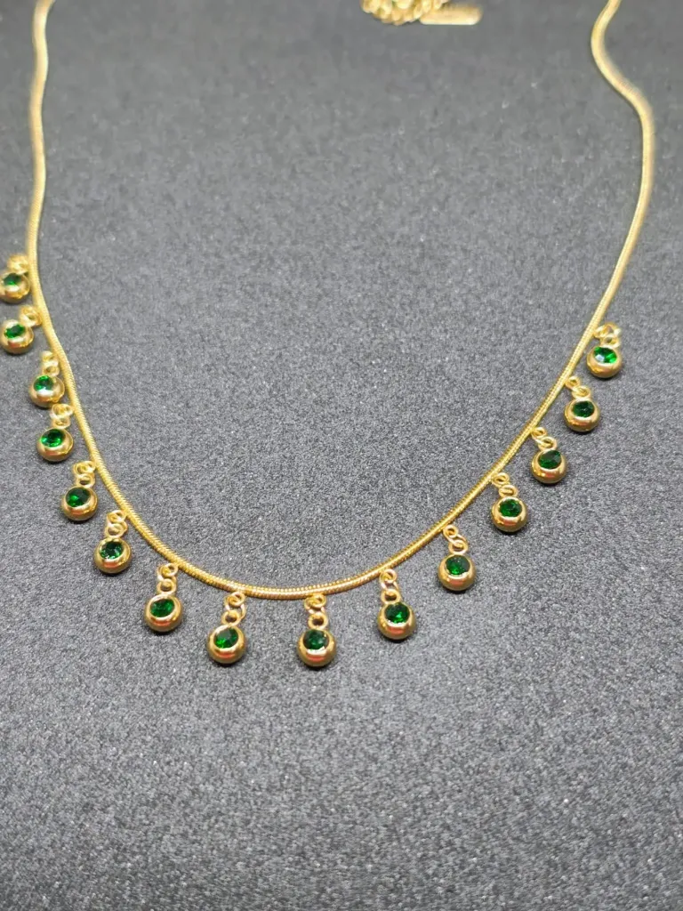 [AM-CH-00000215] Vine Droplet Charms Necklace - Green