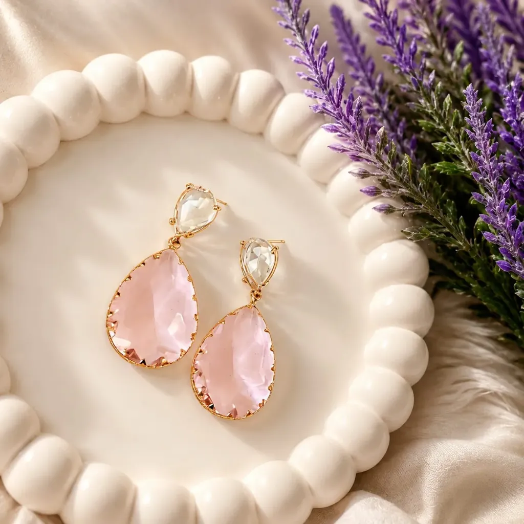 Blush Due Drops Earrings-Pink