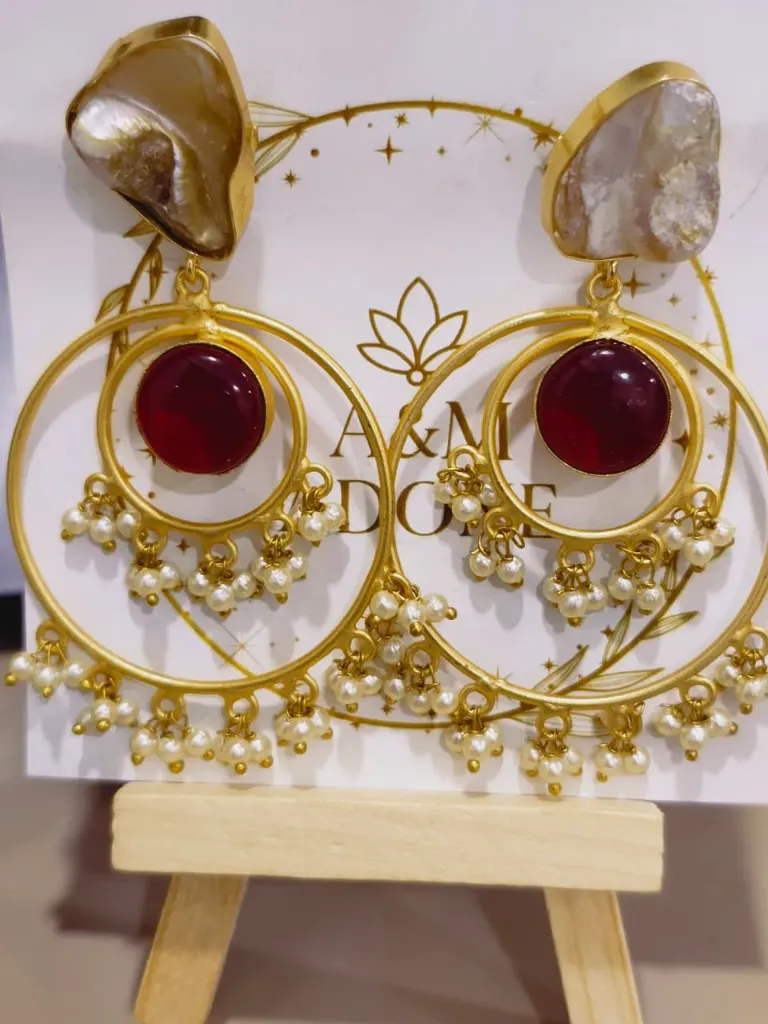 [AM-ER-0000058] Adorned Heritage Earrings - Red
